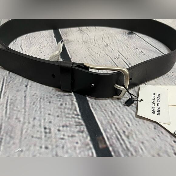 NWT -Zara men’s - real leather belt in black-Sz 34 - Picture 2 of 5